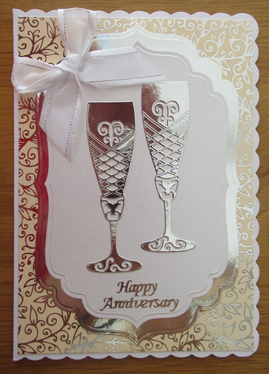 A5 Champagne Flutes Anniversary Card
