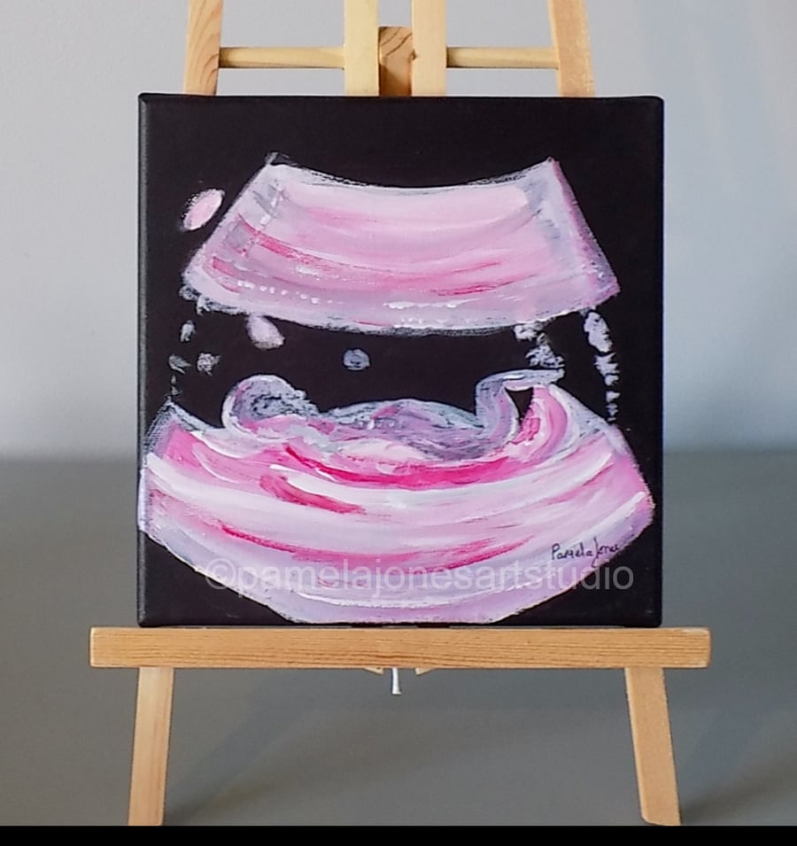 Baby Ultrasound, Scan, Acrylic Painting on 20 x 20 cm Stretched Canvas.
