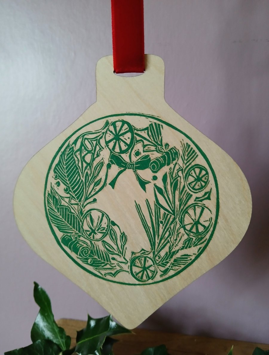 Large Festive Bauble Decoration, 2D 'Onion' Shape