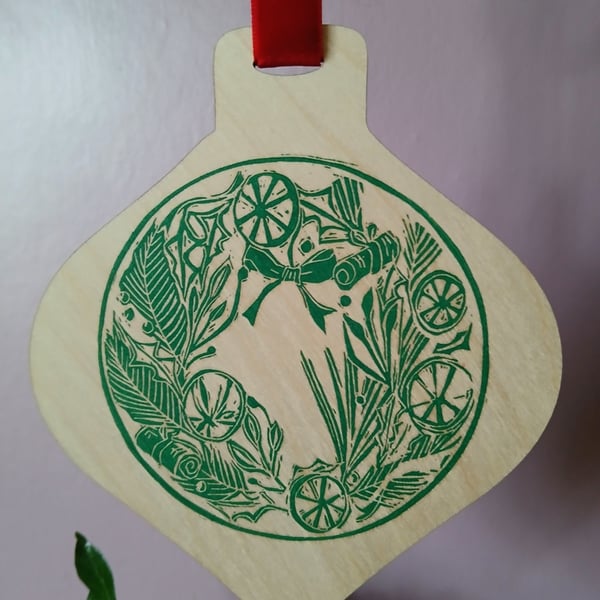 Large Festive Bauble Decoration, 2D 'Onion' Shape