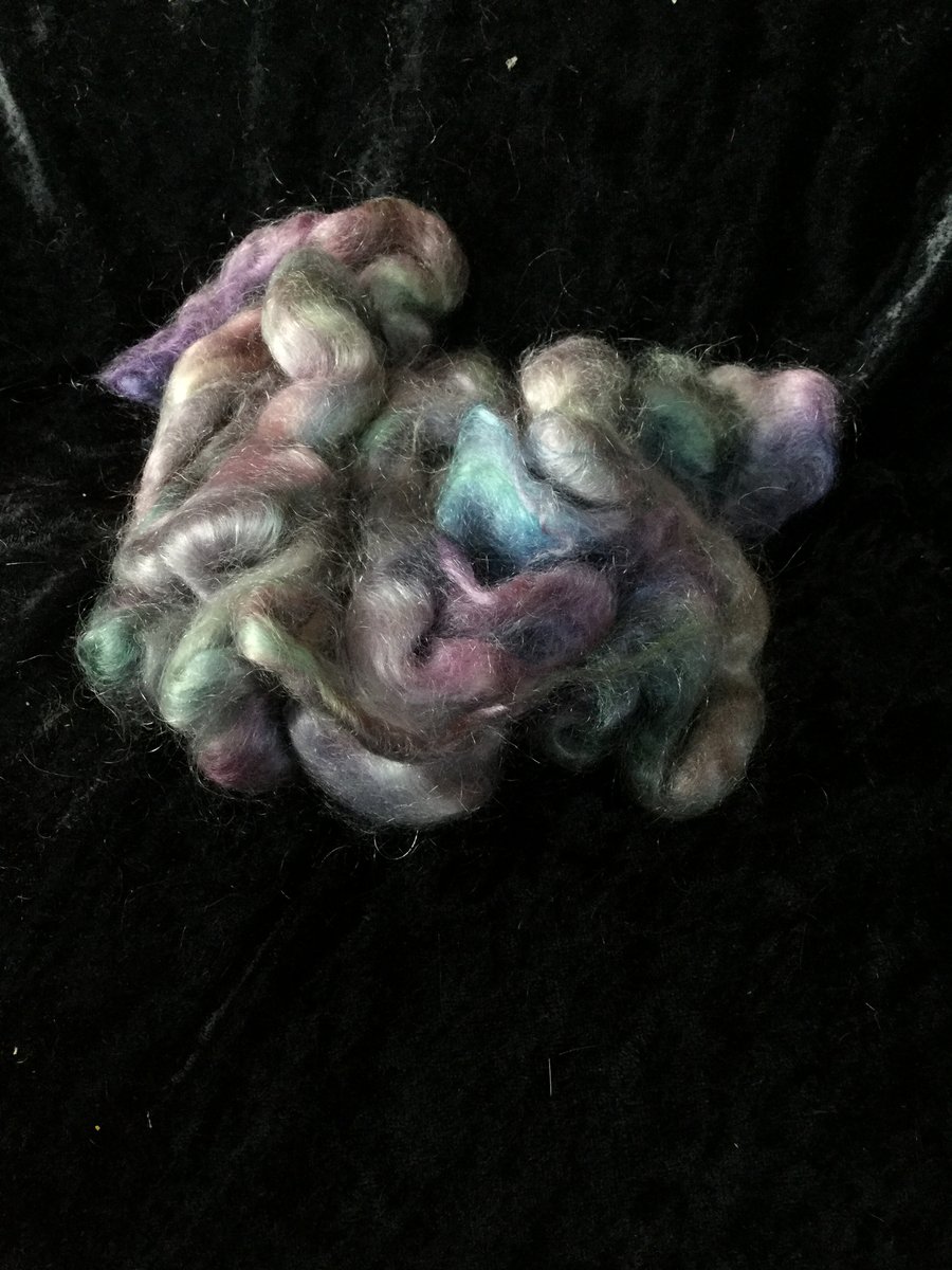 MoBair Kid Mohair Tops Hand Dyed Random Turquoise Greens Pinks