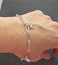Sterling Silver 925 Artisan Flat Paperclip Bracelet with Charm - Image 3