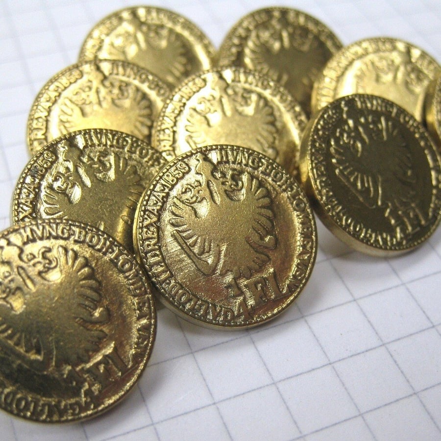 10 Small Austrian Gold Coin Buttons