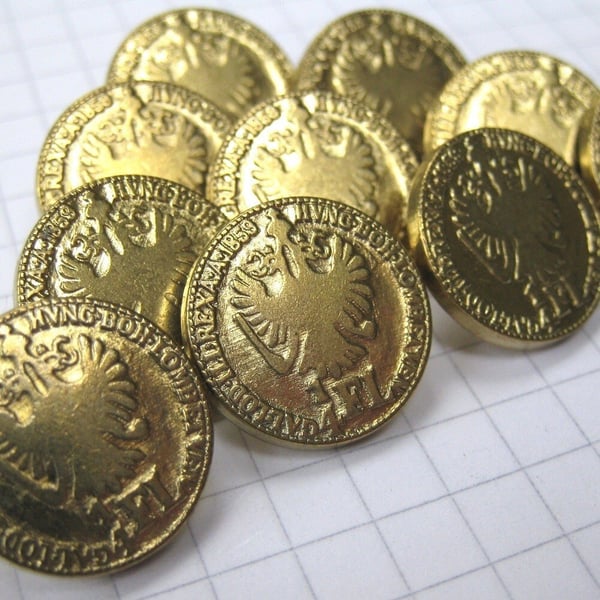 10 Small Austrian Gold Coin Buttons