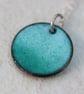 Turquoise blue enamel circle pendant