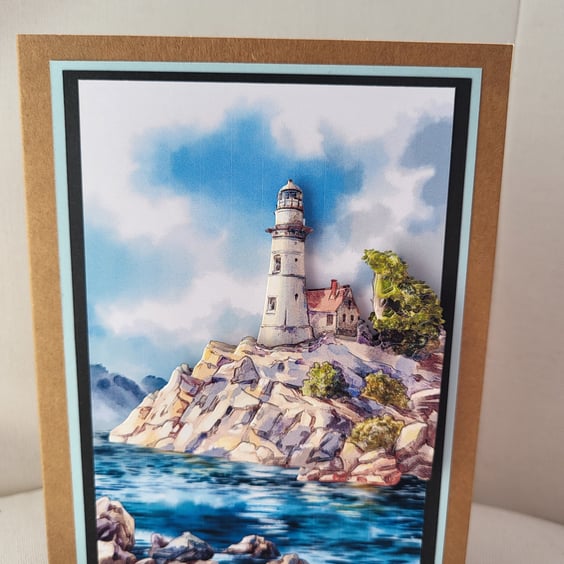 Lighthouse scene card. Greeting card