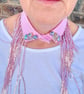 Pastel Pink & Lilac Detachable Statement Collar - Upcycled Crystal Neckcessory - Image 5