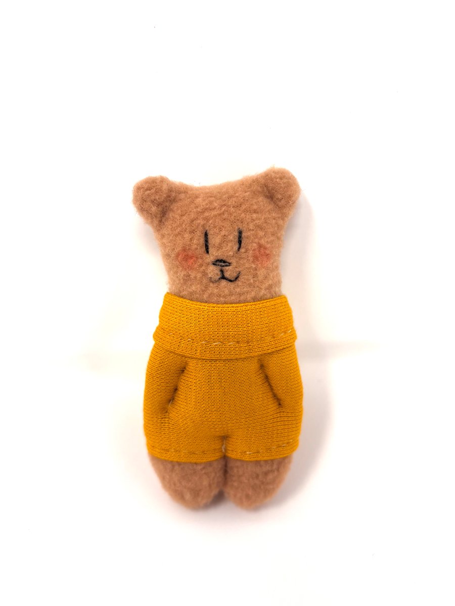 Miniature Pocket Pal Teddy Bear (Mustard Jumper) 