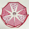 Large bunting with pink hearts - reversible