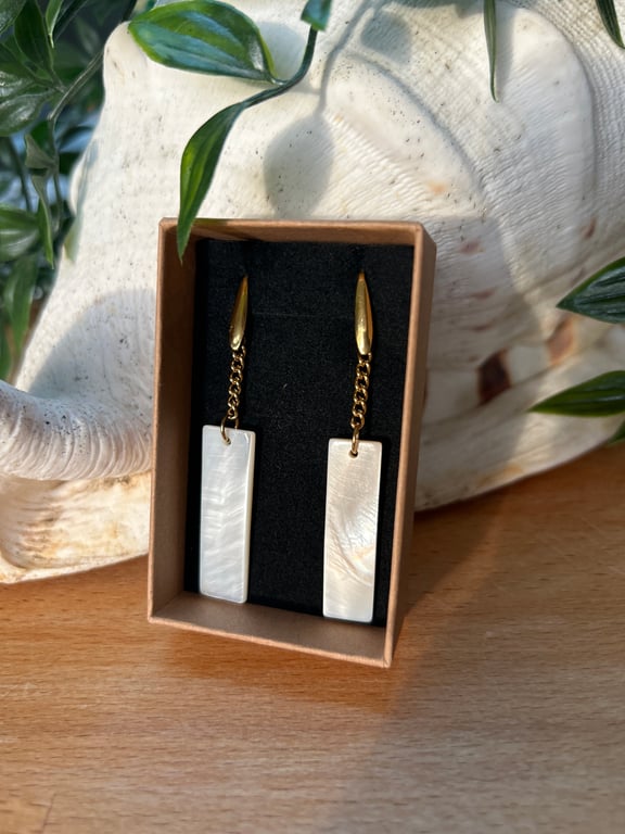 Pair of Gold Plated Mother of Pearl Drop Earrings