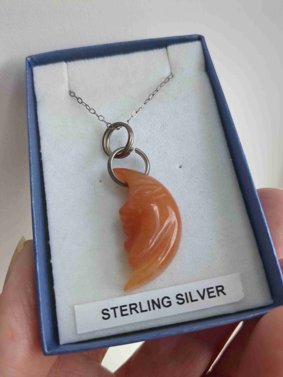 Carnelian Moon Face pendant 
