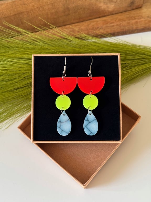 Clash Bold Geometric Dangle Earrings