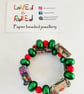 Vibrant memory wire bracelet made with Christmas paper  and preloved beads - Image 2