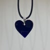 Dark blue enamel heart shaped pendant