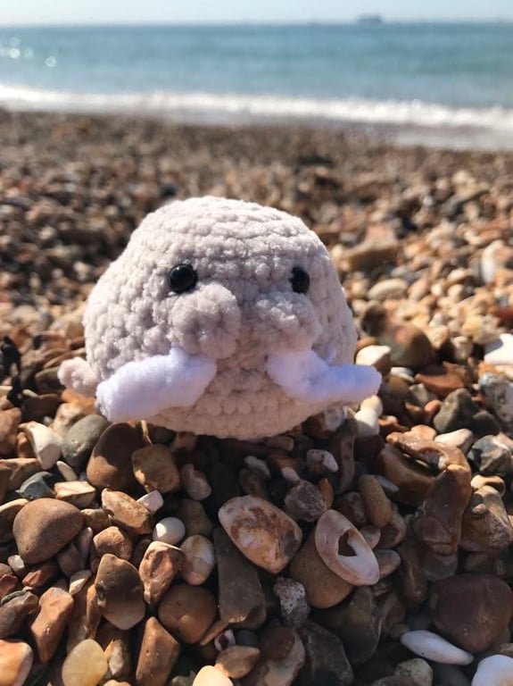 Beige Mini Plushie Walrus: Thin Chenille Yarn