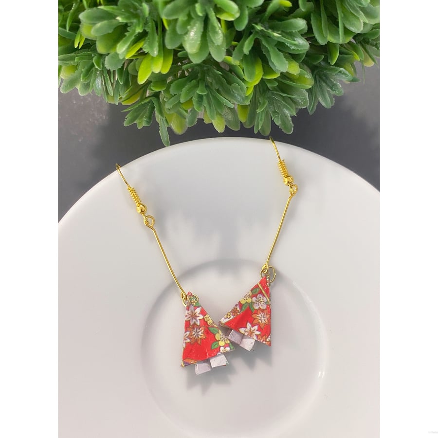 Tree Earrings, Origami Tree Earrings, Paper Tree Earrings, Tree Earrings