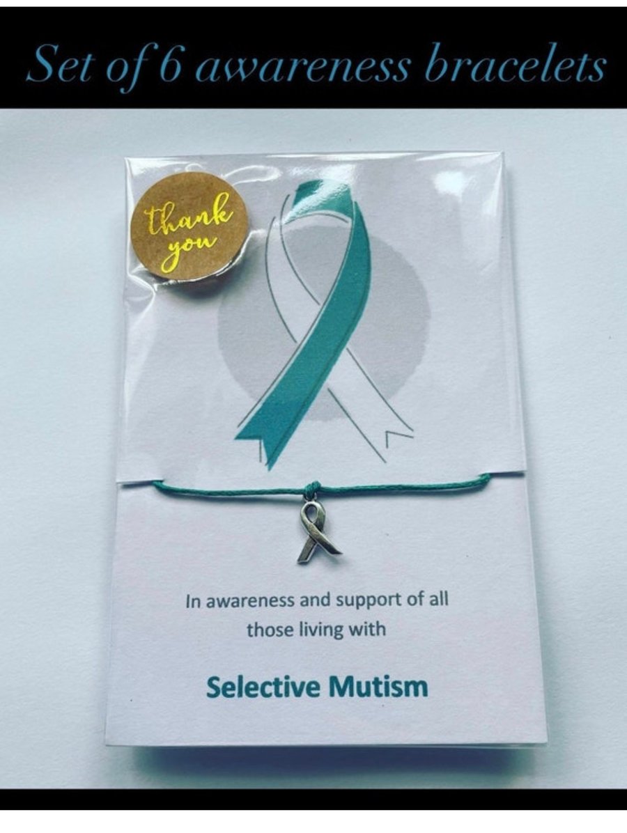 Set of 6 in awareness and support of selective mutism wish bracelets ribbon x6 