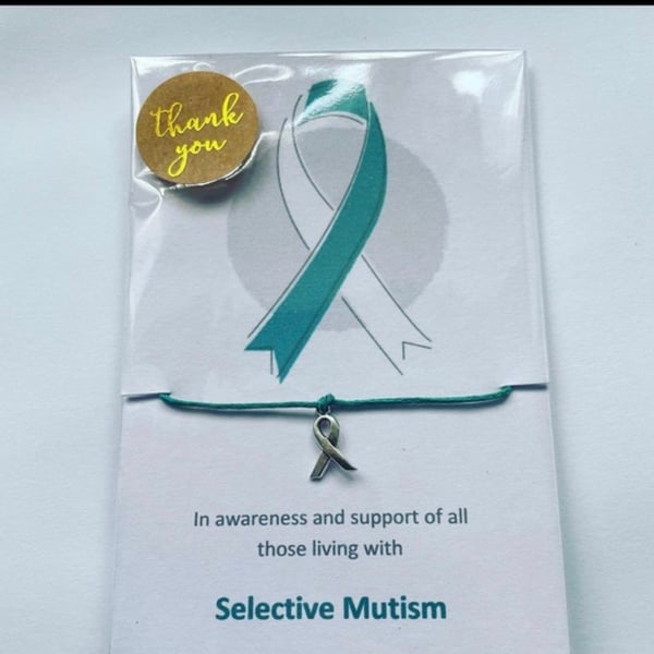 Set of 6 in awareness and support of selective mutism wish bracelets ribbon x6 