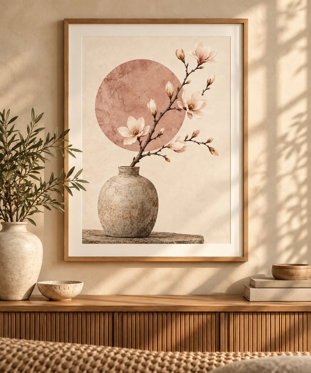 Ikebana Vase Wall Art - Japandi Zen Print (Physical Print)