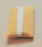 Pocket Tissue Pack Holder Gold and White Polka Dot and Geometric Fabric. - Image 1
