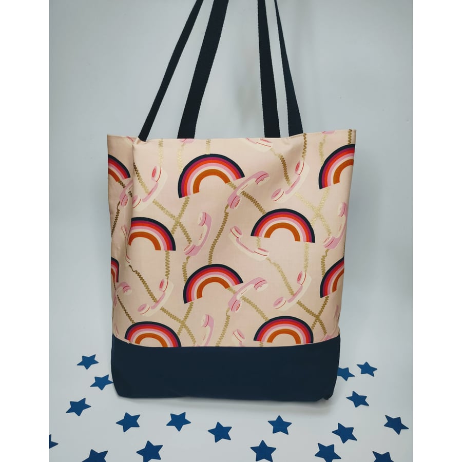 Tote Bag, Rainbow & Phone Large Tote Bag 