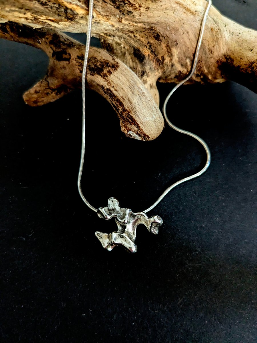 Sterling Silver Organic Nugget Pendant on a Necklace