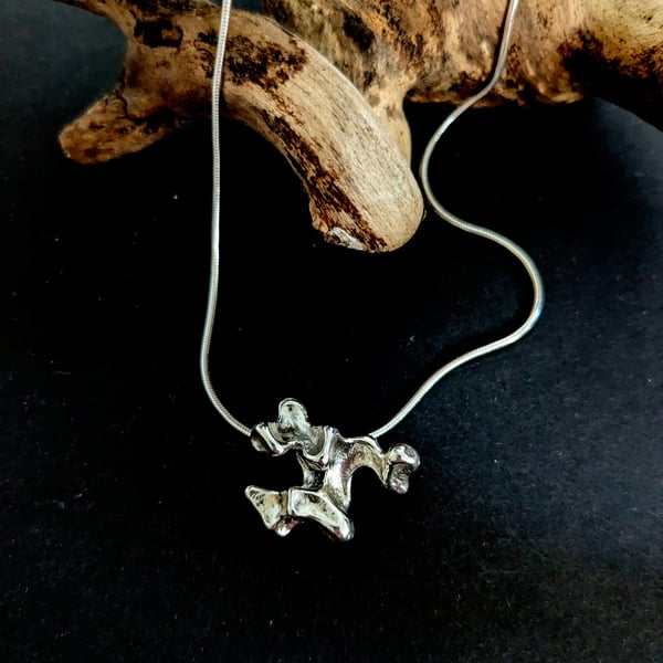 Sterling Silver Organic Nugget Pendant on a Necklace