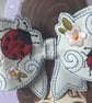 Handmade Embroidered Ladybird Hair Bow – Faux Leather Hair Clip - Image 4
