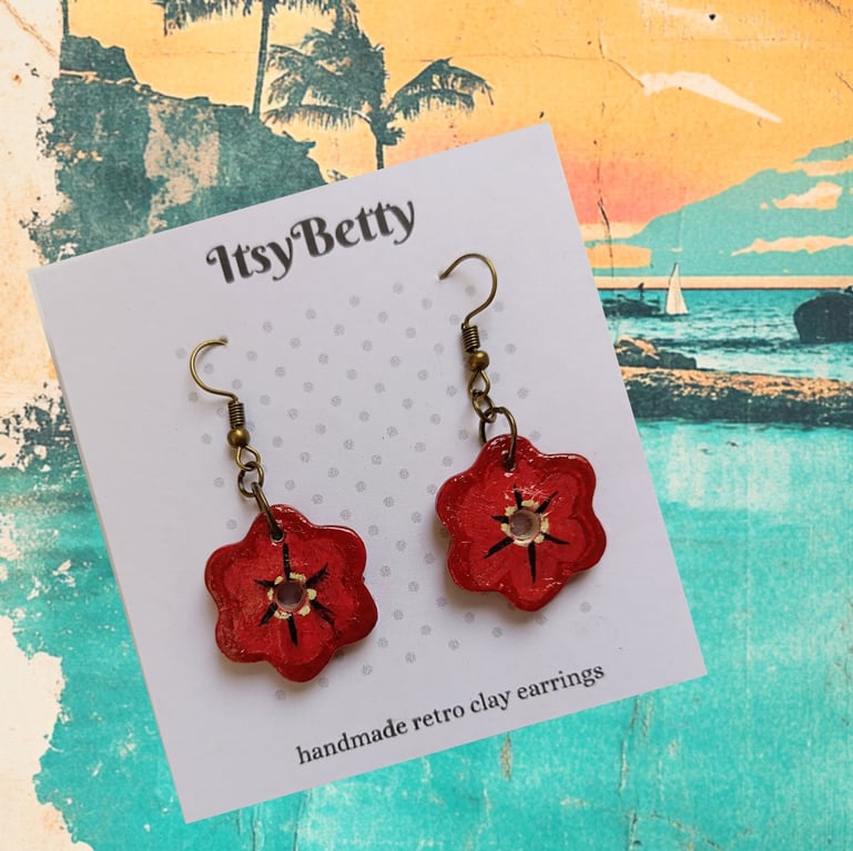 Nautical flower tattoo earrings 