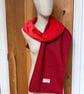 Plain Red Harris Tweed scarf Lined Red Velvet. 196cm length by 29 cm width
