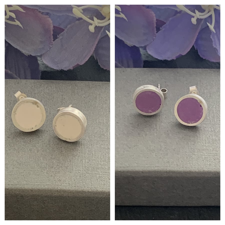 Colour Changing Jesmonite and Sterling Silver Stud earrings