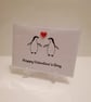 Happy Valentines Day button greetings card penguins - Image 1