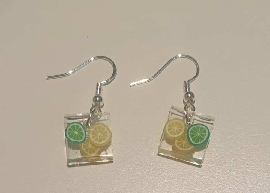 Square zesty resin earrings