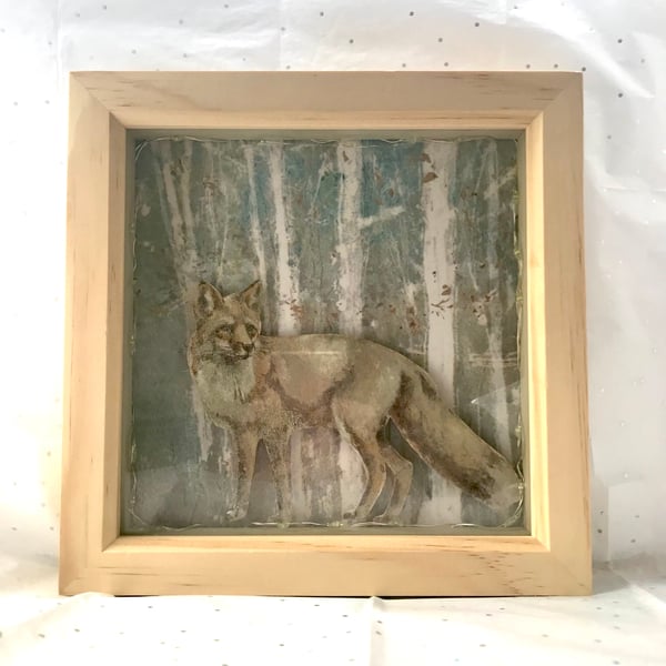 3D Fox light up shadow box frame