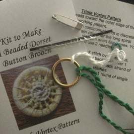 Kit for a Beaded Dorset Button Brooch, Triple Vortex Design BV2