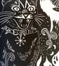 Cat Coven Linocut Witch Cat Wall Art.  - Image 2