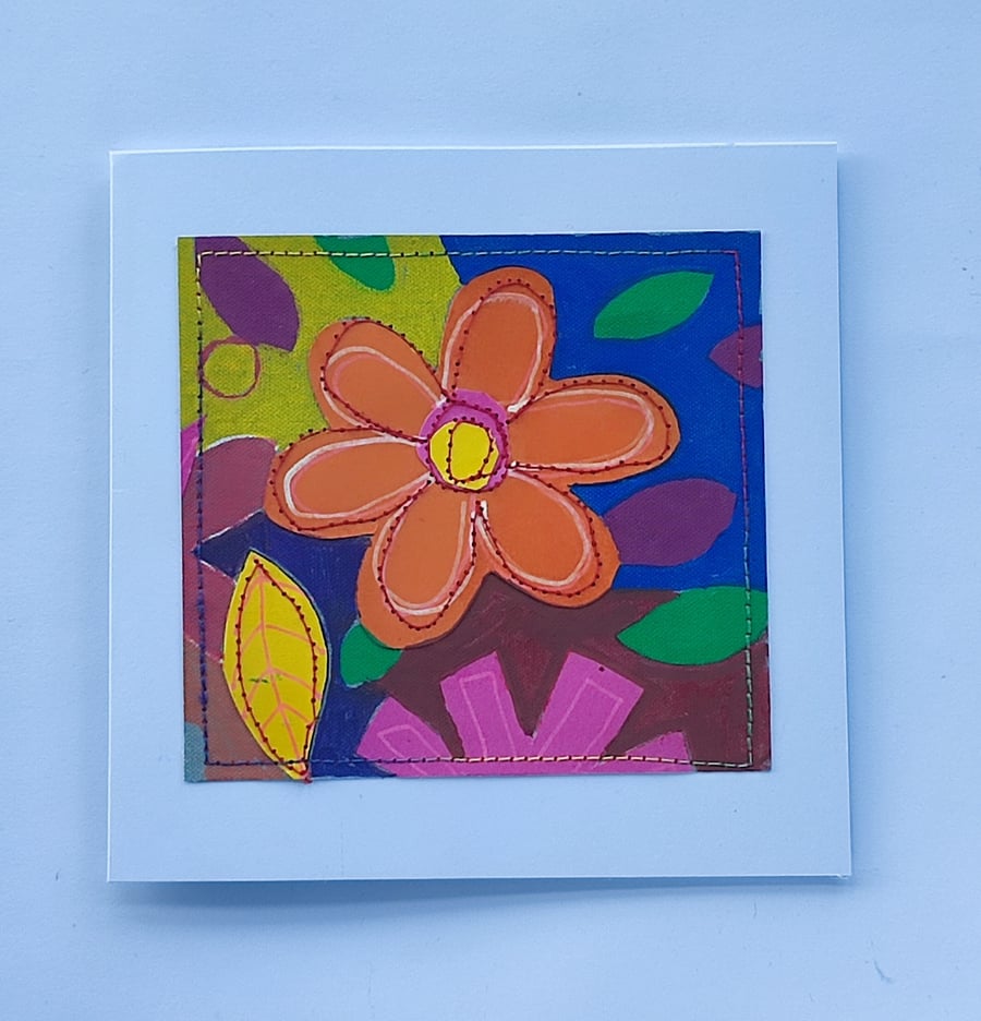 Flowers, hand painted, blank greeting card