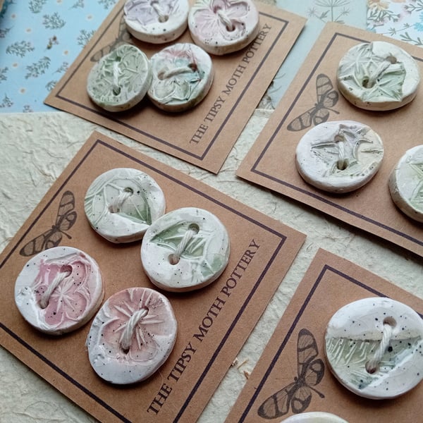 Pastel speckle chunky ceramic buttons set of  30mm pink green
