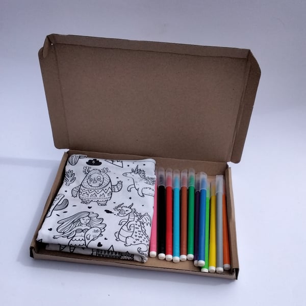 Magical Creatures Pencil Case to colour, Letterbox gift