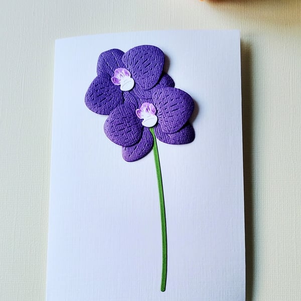 Purple Orchids - Flower Shop Moments, Blank Handmade Floral Card 