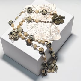 Dalmatian Jasper and Mother of Pearl necklace