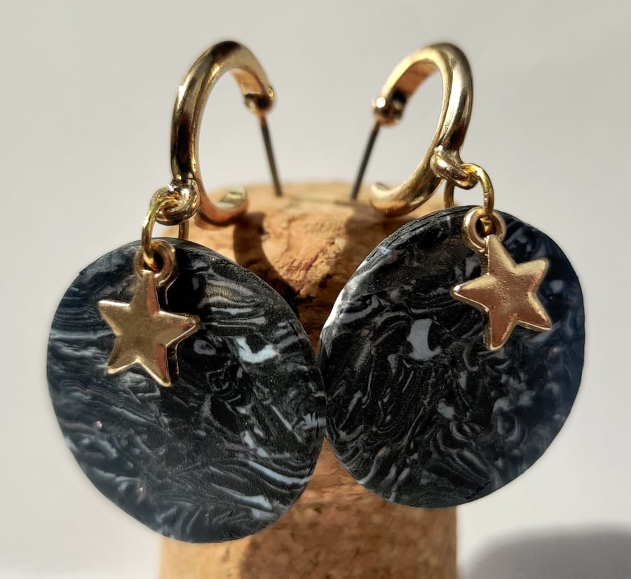 Dark mosaic scraps hoop earrings