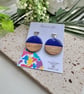 Blue and Walnut circle Earrings   - Image 5