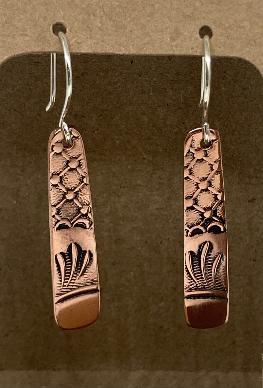 Reclaimed copper dangly earrings
