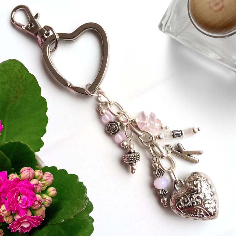 Heart keyring, handbag charm, personalised gift, handbag accessory, valentine