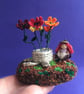 Extra Tiny Fairy Tree Stump And Flowers Little Scene, Fairy Core Home Decoration