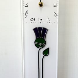 Purple Green Scottish Thistle Design Stained Glass Effect Wall Clock 