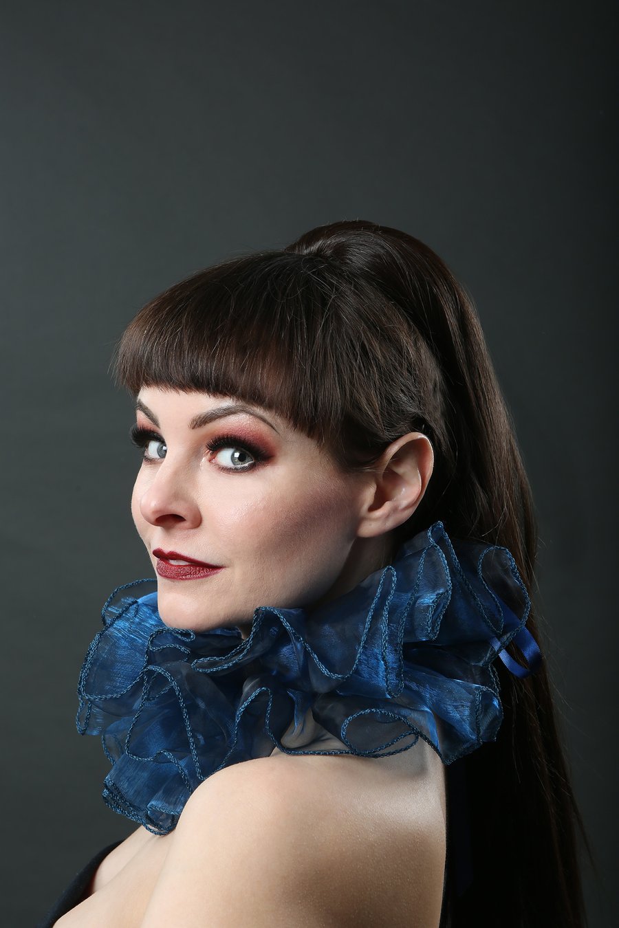 Luxury Pierrot Teal Clown Ruff Costume