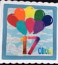 Rainbow Balloon birthday card - any age - personalised - Image 1