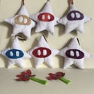 Plushie Star, Handmade White Star Decoration with a face. Nursery, Kawaii